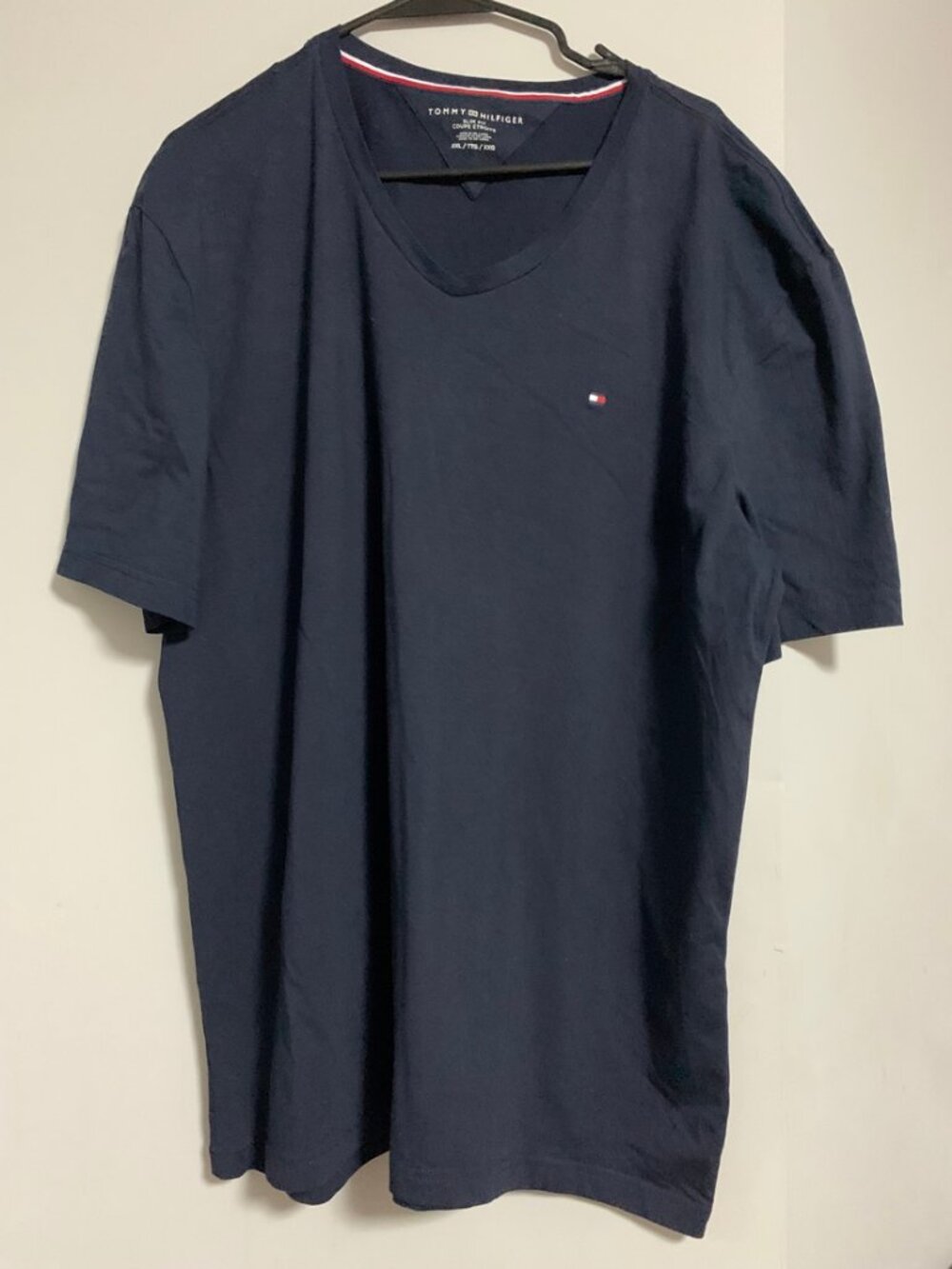Tommy Hilfiger V-Neck T-Shirt Navy Blue Slim Fit - Men's XXL